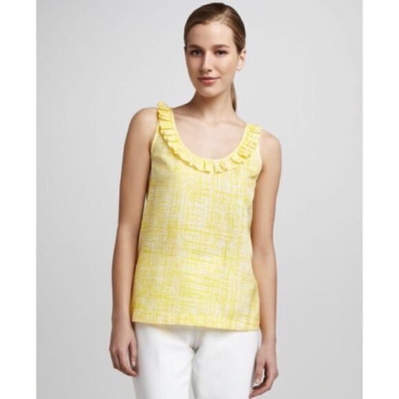 Kate Spade Maddie Silk Yellow Ruffle Tank Top 8 - Picture 1 of 8